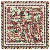 A camouflage print scarf pattern with pixelated green and tan square, A square pixel pattern featuring alternating green and white colors, creating a visually striking geometric design. vector