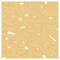 Abstract square shape print design of intertwining, curved lines in warm golden tones, creating a complex, textured pattern on a light background. vector
