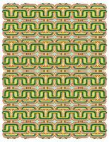 A vibrant, repeating pattern of intertwined green, yellow, and red curves against a light background, creating a dynamic visual texture. vector