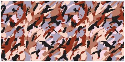 Abstract camouflage pattern featuring earthy tones like browns, pinks, and blacks, with flowing shapes and dynamic textures. vector