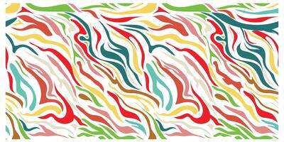 Colorful abstract design featuring flowing lines in red, green, yellow, and pink against a white background. vector