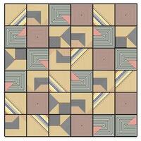 An intricate geometric square print design composed of lines and squares, showcasing a harmonious pattern, Abstract geometric pattern with overlapping striped lines creating a zigzag effect. vector