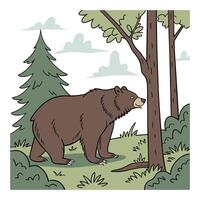 Bear in the forest vector
