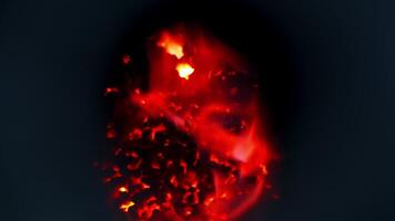 Charcoal burning with red fire in the furnace of the elevator factory. Heat from the fire which is used for heating the grain storage. High burning temperature charcoal close up. video