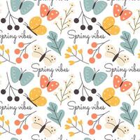 Seamless pattern with cute cartoon flowers along the bottom edge on a white background. Bright spring floral design. Perfect for banners, invitations. vector