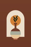Flat design scandinavian geometric boho jar wall art background illustration vector