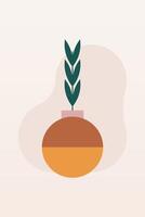 Flat design geometric window boho grass jar wall art background illustration vector