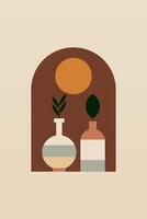 Flat design geometric boho window jar wall art background illustration vector