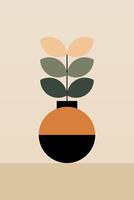 Flat design window geometric boho leaf jar wall art background illustration vector