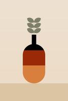 Flat boho design geometric jar wall art background illustration vector