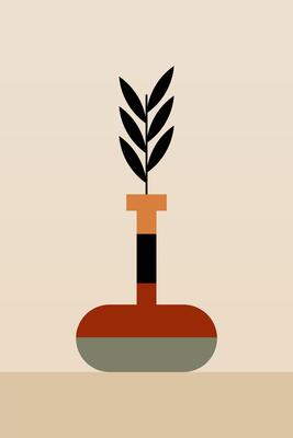 Flat flower poster design geometric boho jar wall art background illustration