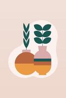 Flat design geometric boho jar scandinavian wall art background illustration vector