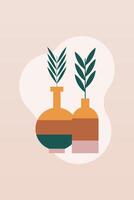 Template flat design geometric boho jar wall art background illustration vector