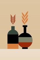 Flat design geometric boho jar wall art scandinavian background illustration vector