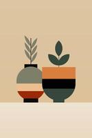 Flat design geometric boho jar wallart background illustration vector