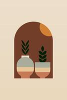 Flat design poster geometric boho jar wall art background illustration vector