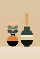 Flat design geometric boho two jar wall art background illustration vector