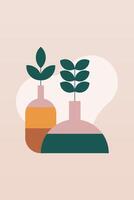 Flat design geometric boho jar wall art illustration background vector