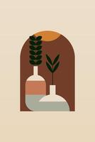 Flat design geometric boho jar wall art background vector