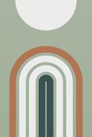 Geometric Boho Rainbow Scandinavian Art Illustration Background vector