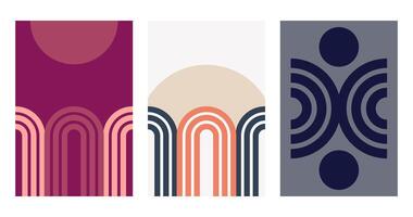 Flat Boho Rainbow Art Illustration Background Set vector