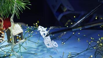 Innovative robotic equipment for high-precise surgical operations. Robotic equipment manipulate with paper snowflake at the festive backdrop. Close up. video