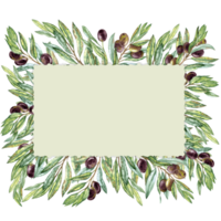 Rectangular Card with figured Edges and olives Twigs png