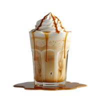 Delicious caramel latte splashing out of a disposable cup on a transparent background png