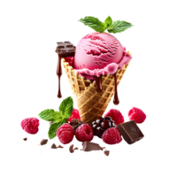A Delicious Pink Strawberry Ice Cream Cone png