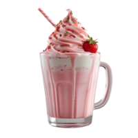 Delicious Strawberry Raspberry Milkshake Creamy Whipped Cream Pink Straw png