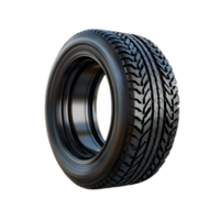 Car tires with metal wheel in 3d render with transparent background png