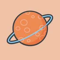 ring planet with outline flat design. vector
