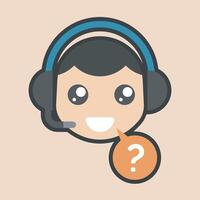 customer service head with outline flat design. vector