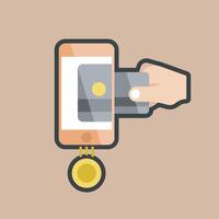 payment mobile phone sign with outline flat design. vector