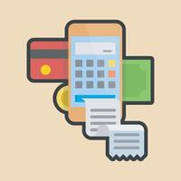 online payment bill in smartphone screen with outline flat design. vector