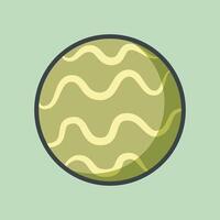green planet with outline flat design. vector