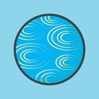 blue planet with outline flat design. vector