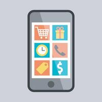 smartphone with application list menu with outline flat design. vector