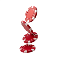 Falling red and white poker chips isolated on the transparent background. Gambling industry png