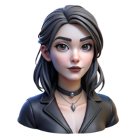 Female character 3d illustration isolated on the transparent background. Goth subculture png