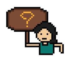 Question mark with man male boy cartoon question quiz 8 bit design. vector