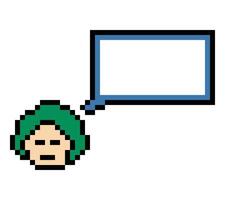 Chat box speak talk think concept with man boy male cartoon decor 8 bit. vector