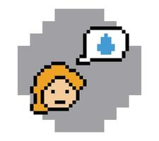 Man boy male face with unhappy not OK sad depress mood cartoon 8 bit. vector