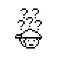 Man male boy and question mark quiz questionaire cartoon decoration 8 bit. vector