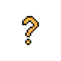 Cartoon 8 bit concept of question mark quiz questionaire decor character. vector