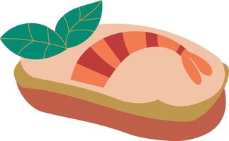 Bruschetta with cream cheese, basil and shrimp on transparent background. Great for posters, advertisements, banners, flyers and menus vector