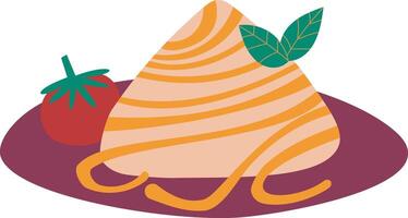 Pasta on a plate with tomato and basil on transparent background. Great for posters, advertisements, banners, flyers and menus vector