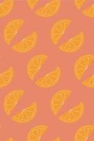 Seamless pattern with lemon slice on peach background. Italian cuisine vector