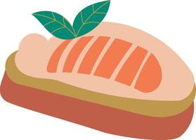 Bruschetta with cream cheese, basil and salmon on transparent background. Great for posters, advertisements, banners, flyers and menus vector