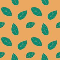 Seamless pattern with basil on yellow background. Italian cuisine vector